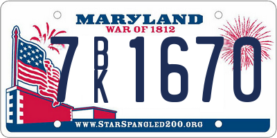 MD license plate 7BK1670