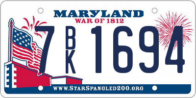 MD license plate 7BK1694