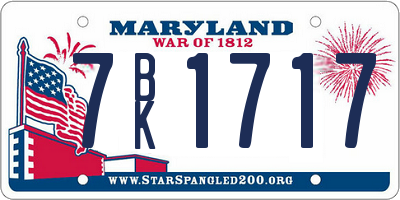 MD license plate 7BK1717