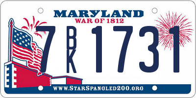 MD license plate 7BK1731