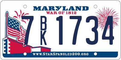 MD license plate 7BK1734