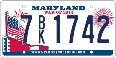 MD license plate 7BK1742
