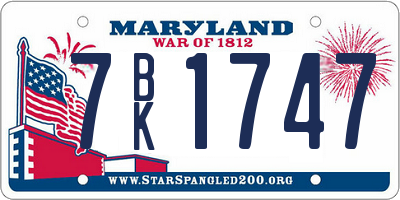 MD license plate 7BK1747