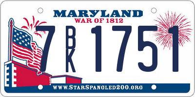 MD license plate 7BK1751