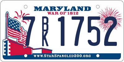 MD license plate 7BK1752