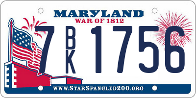 MD license plate 7BK1756