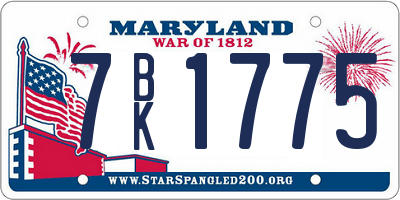 MD license plate 7BK1775