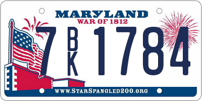 MD license plate 7BK1784