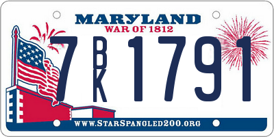 MD license plate 7BK1791