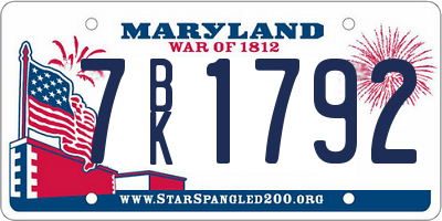MD license plate 7BK1792