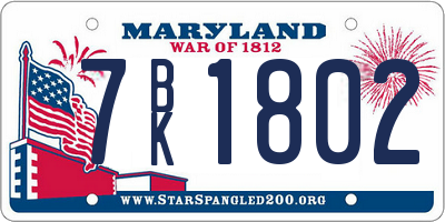 MD license plate 7BK1802