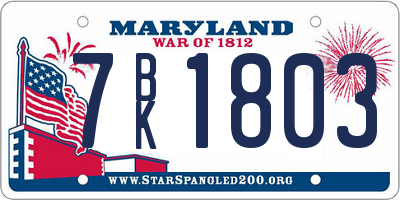 MD license plate 7BK1803