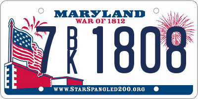 MD license plate 7BK1808