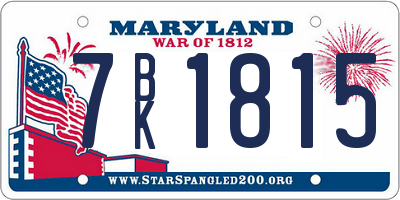 MD license plate 7BK1815