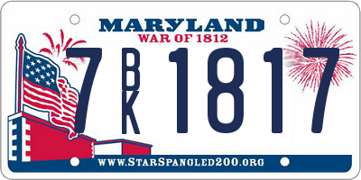 MD license plate 7BK1817