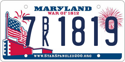 MD license plate 7BK1819
