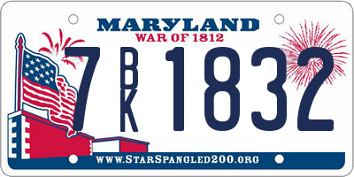 MD license plate 7BK1832