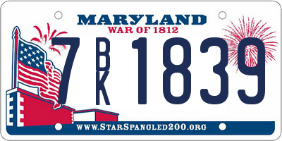 MD license plate 7BK1839