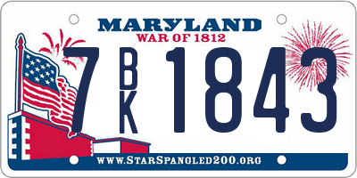 MD license plate 7BK1843