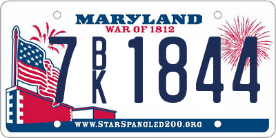 MD license plate 7BK1844