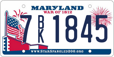 MD license plate 7BK1845
