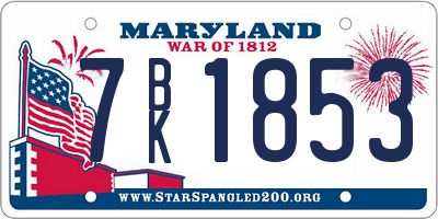 MD license plate 7BK1853