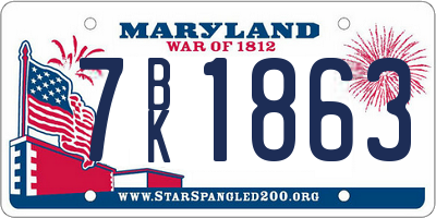 MD license plate 7BK1863
