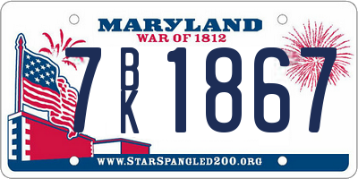 MD license plate 7BK1867