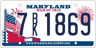 MD license plate 7BK1869