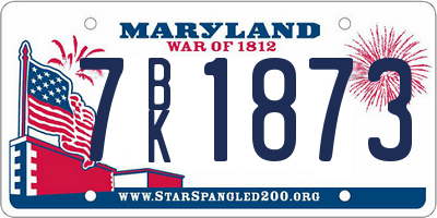 MD license plate 7BK1873