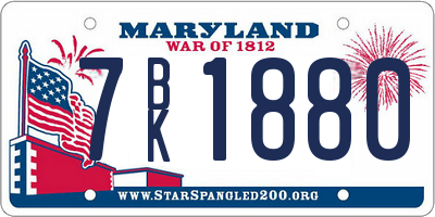 MD license plate 7BK1880