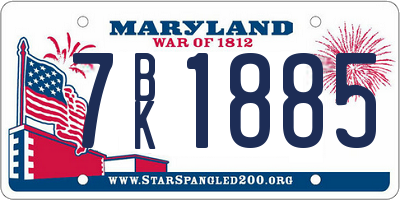 MD license plate 7BK1885