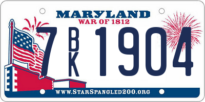 MD license plate 7BK1904