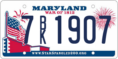 MD license plate 7BK1907