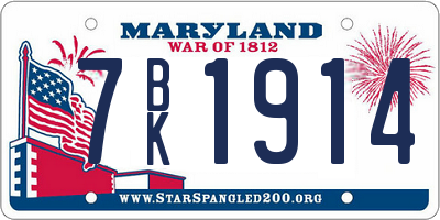 MD license plate 7BK1914