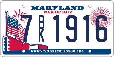 MD license plate 7BK1916