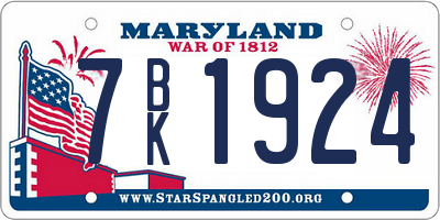 MD license plate 7BK1924