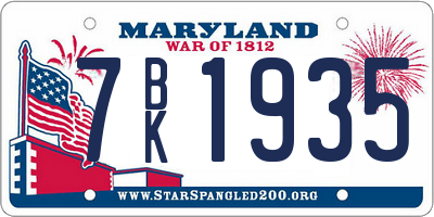 MD license plate 7BK1935