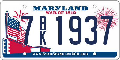 MD license plate 7BK1937