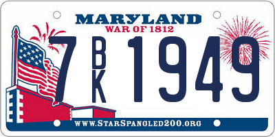 MD license plate 7BK1949