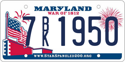MD license plate 7BK1950