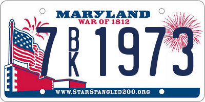 MD license plate 7BK1973