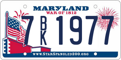 MD license plate 7BK1977
