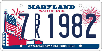 MD license plate 7BK1982