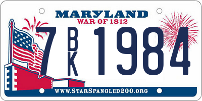 MD license plate 7BK1984
