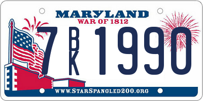 MD license plate 7BK1990
