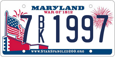 MD license plate 7BK1997