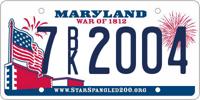 MD license plate 7BK2004