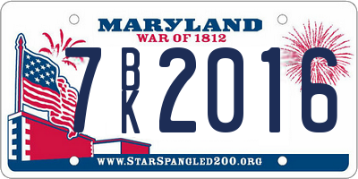 MD license plate 7BK2016