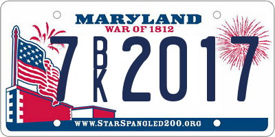 MD license plate 7BK2017